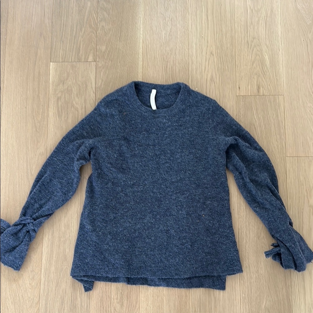 Cozy Blue Sweater with Tie Sleeves